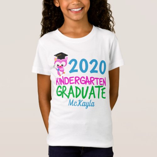 2020 Kindergarten Graduate Cute Pink Owl T_Shirt