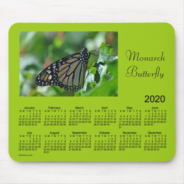 2020 Monarch Butterfly Calendar by Janz Mouse Pad (Front)