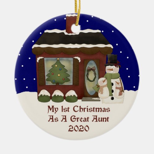 2020 My 1st Christmas As A Great Aunt Ceramic Ornament