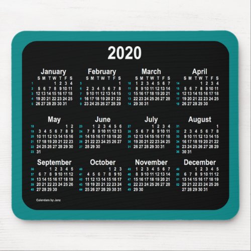 2020 Neon 52 Weeks Calendar by Janz Teal Mouse Pad