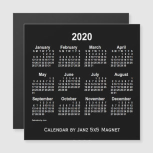 2020 Neon White Calendar by Janz 5x5 Magnet