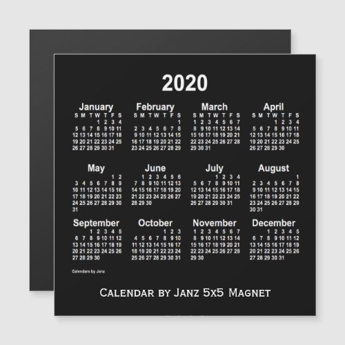2020 Neon White Calendar by Janz 5x5 Magnet