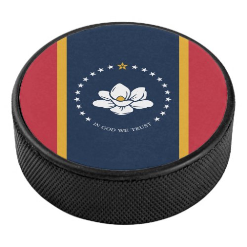 2020 New Mississippi In God We Trust State Flag Hockey Puck