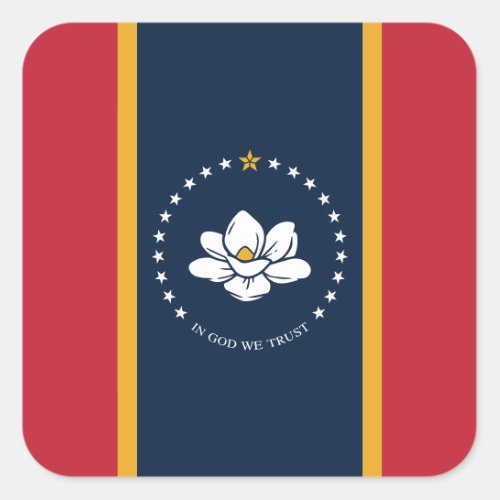 2020 New Mississippi In God We Trust State Flag Square Sticker
