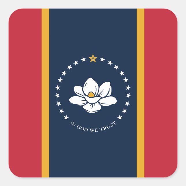 2020 New Mississippi In God We Trust State Flag Square Sticker (Front)