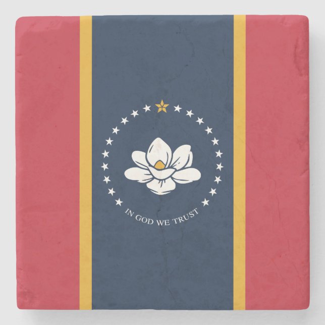 2020 New Mississippi In God We Trust State Flag Stone Coaster (Front)