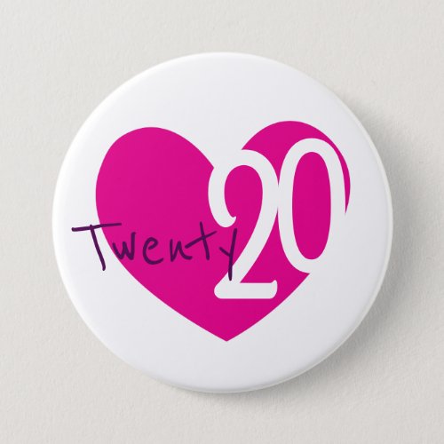 2020 new year love heart pink twenty 20 button