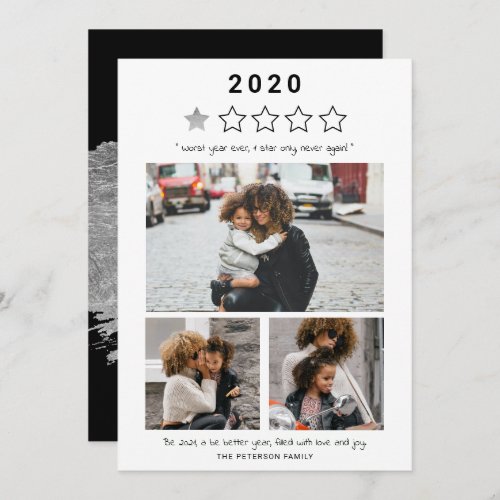 2020 New Year rating 3 photos grid silver Card