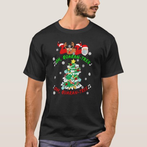 2020 Oh Quaran Tree Christmas Pajamas Family Match T_Shirt