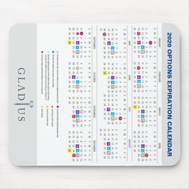 2020 Options Expiration Calendar Mouse Pad (Front)