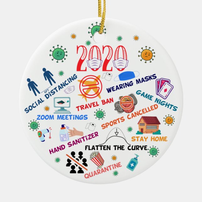 2020 pandemic christmas ceramic ornament (Front)