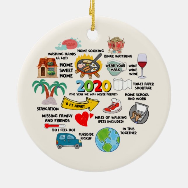 2020 Pandemic Quarantine Christmas Ceramic Ornament (Back)