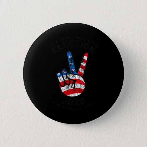 2020 Peace Sign American Flag Vintage Trump Biden  Button