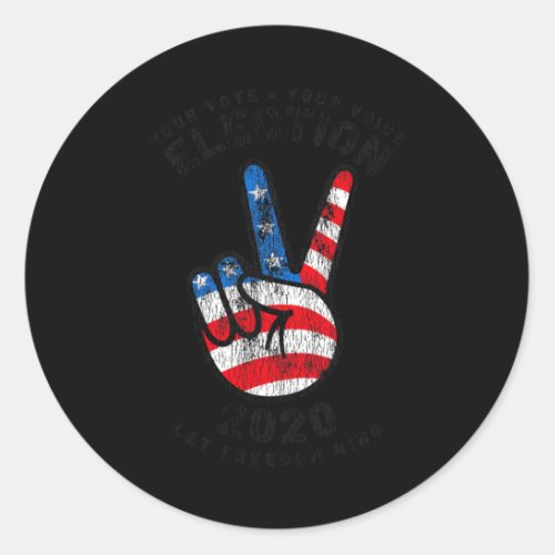 2020 Peace Sign American Flag Vintage Trump Biden  Classic Round Sticker