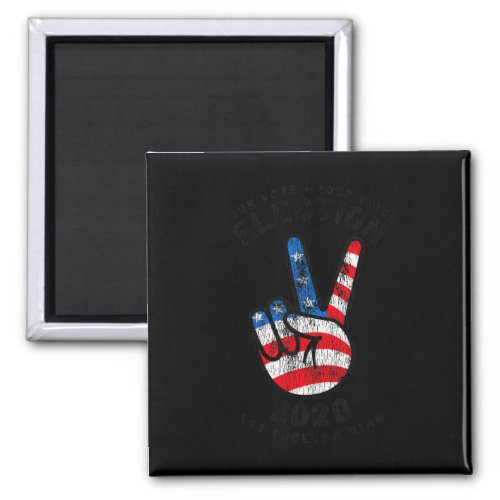 2020 Peace Sign American Flag Vintage Trump Biden  Magnet