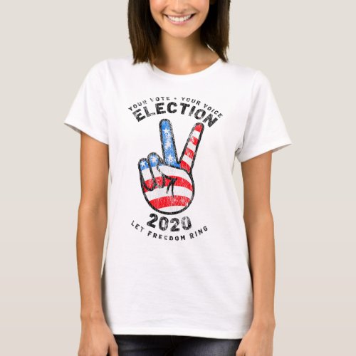 2020 Peace Sign American Flag Vintage Trump Biden  T_Shirt