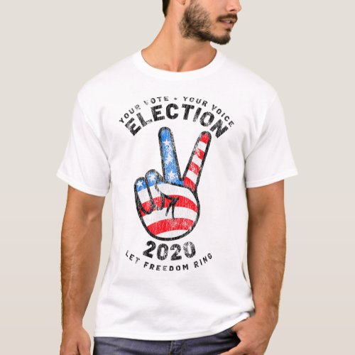 2020 Peace Sign American Flag Vintage Trump Biden  T_Shirt