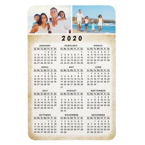 2020 Personalized Full Year Family Photo Calendar Magnet