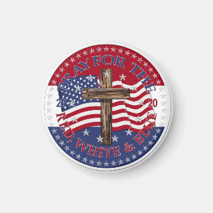 2020 Pray For The Red, White And Blue Cross Flag Magnet