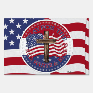 2020 Pray For The Red, White And Blue Cross Flag Sign