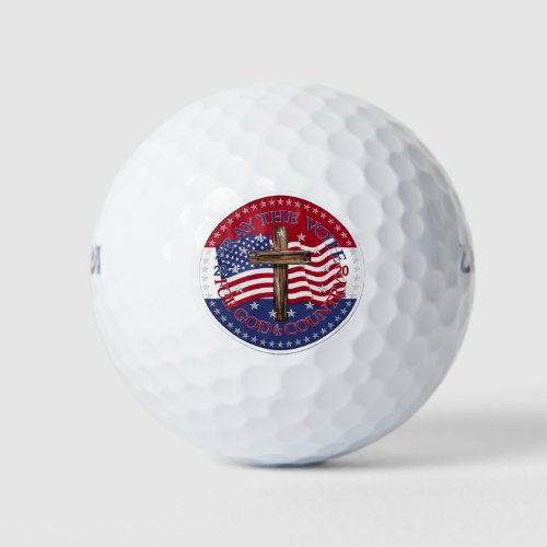 2020 Pray The Vote For God And Country Cross Flag Golf Balls