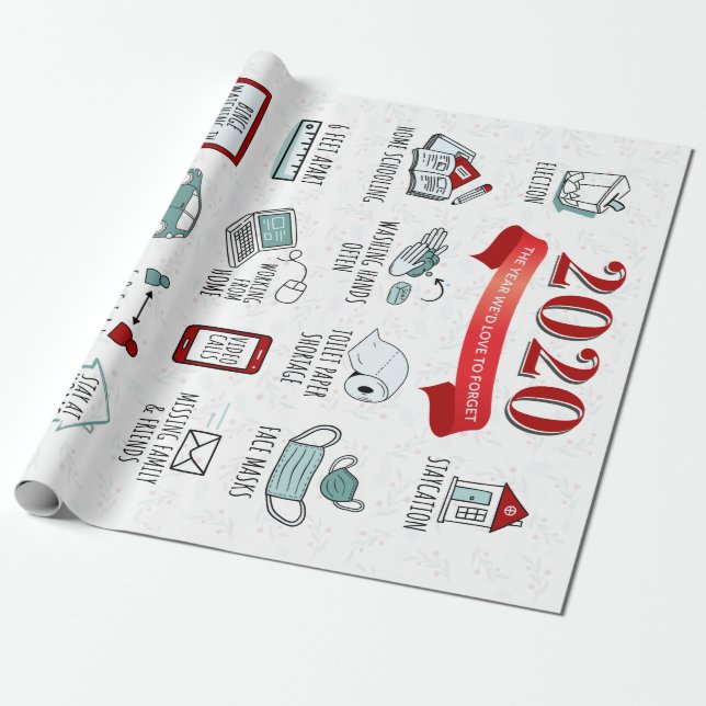 2020 Quarantine Lockdown Activity List Christmas Wrapping Paper (Unrolled)