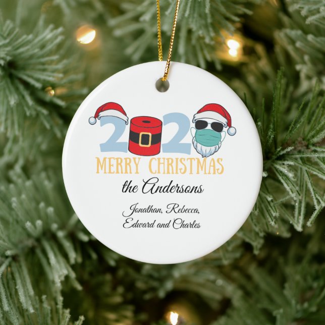 2020 Quarantined Christmas Family Ceramic Ornament (Tree)