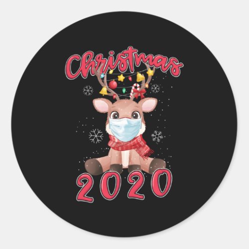 2020 Reindeer Pajama Classic Round Sticker