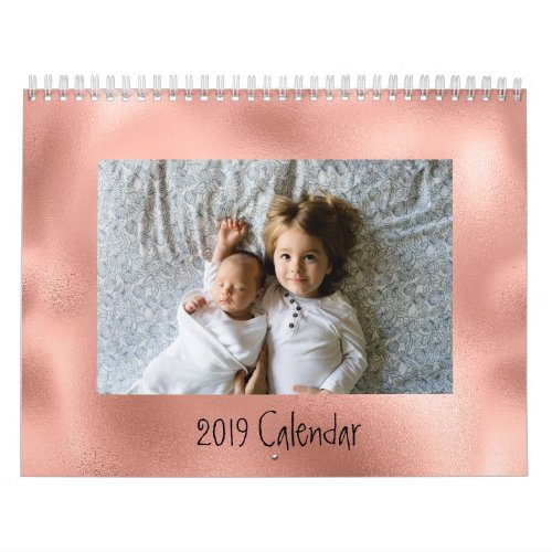 2020 Rose Gold Background Photo Customize Calendar