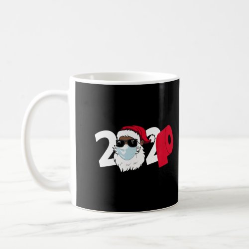 2020 Santa With Face Mask Black African American C Coffee Mug
