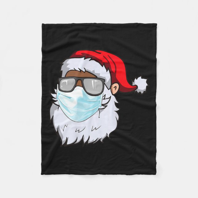 2020 Santa With Face Mask Black African American C Fleece Blanket (Front)