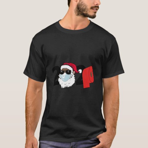 2020 Santa With Face Mask Black African American C T_Shirt