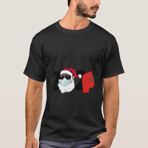 2020 Santa With Face Mask Black African American C T_Shirt