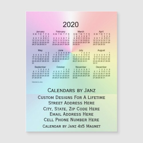 2020 Shimmer Business Calendar by Janz 4x5 Magnet