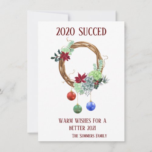 2020 Succed Succulent Funny Covid Holiday Card