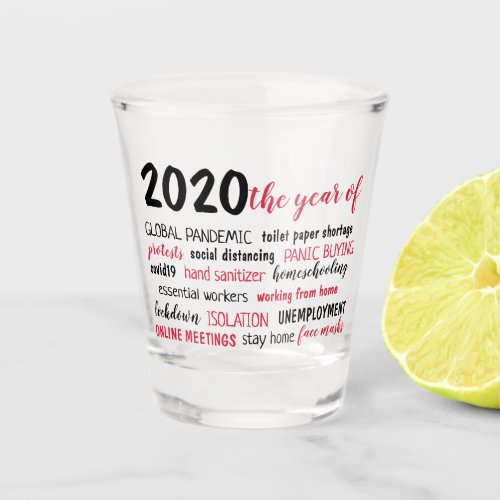 2020 the year of COVID 19 pandemic Shot Glass