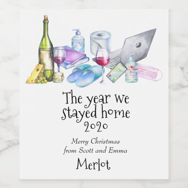 2020 The Year we Stayed Home Gift Wine Label (Single Label)