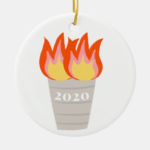 2020 Trash on Fire Ceramic Ornament