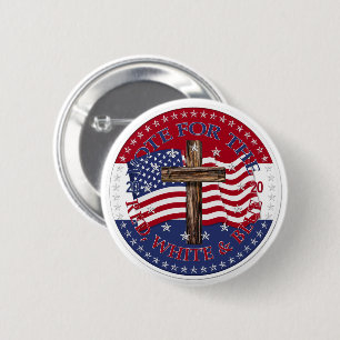 2020 Vote For The Red, White and Blue Cross Flag Button