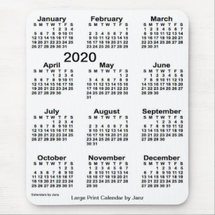 2020 White Large Print Calendar by Janz Mouse Pad