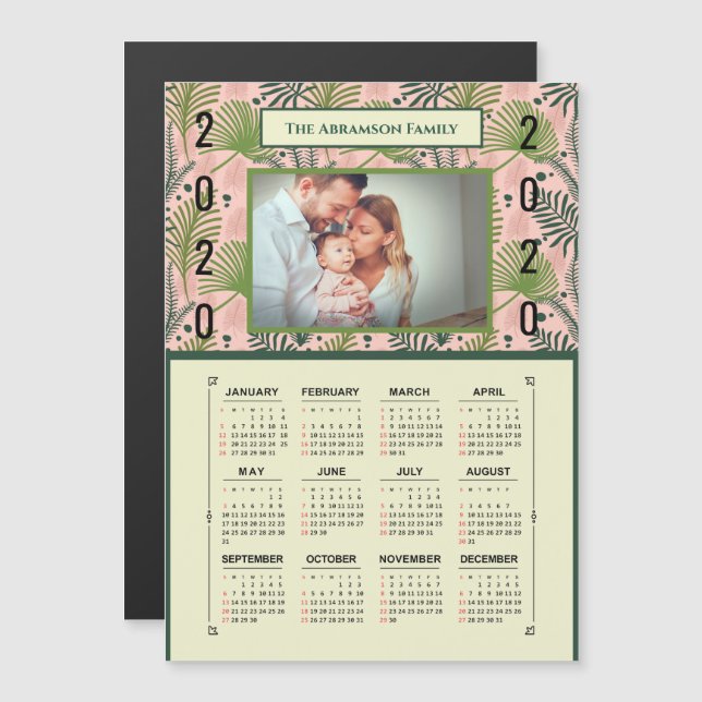 2020 Year Botanical Calendar Personalize Magnet (Front/Back)