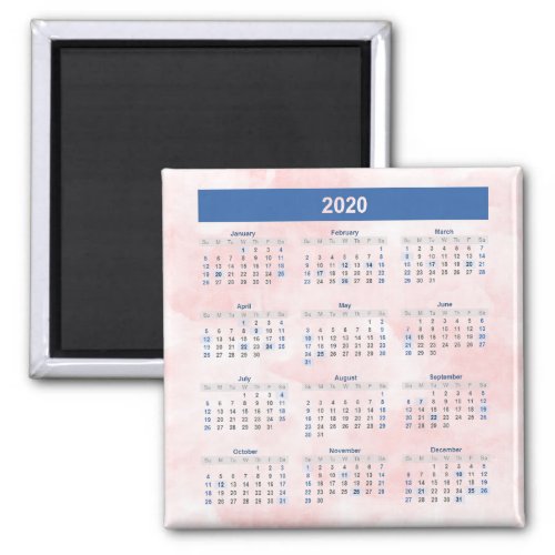 2020 Year Calendar Ombre Magnet