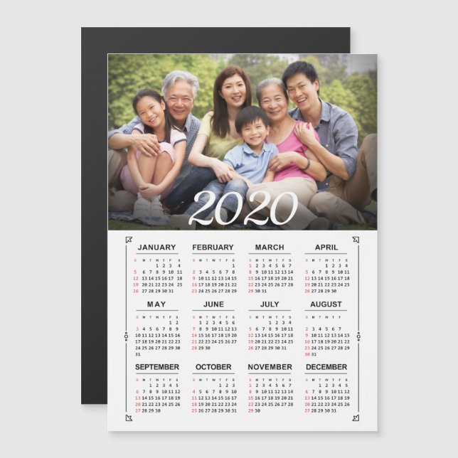 2020 Year Calendar Photo Personalize Magnet (Front/Back)