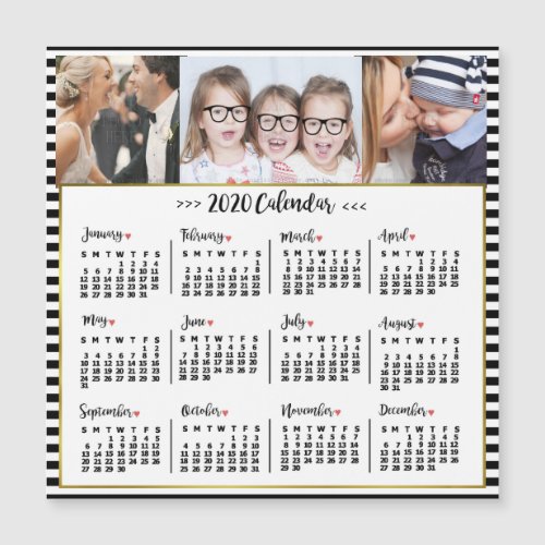 2020 Year Calendar Stripes  Custom Photos Magnet