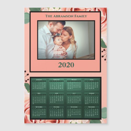 2020 Year Family Flowers Calendar Magnet
