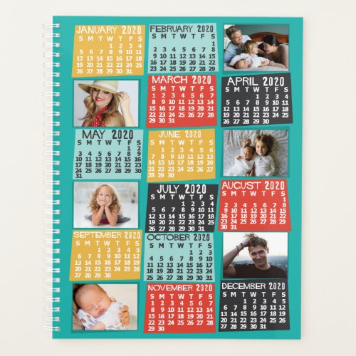 2020 Year Monthly Calendar Modern 12 Photo Collage Planner