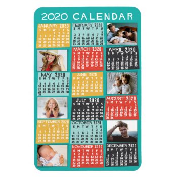 2020 Year Monthly Calendar Modern Photo Collage Magnet by FancyCelebration at Zazzle
