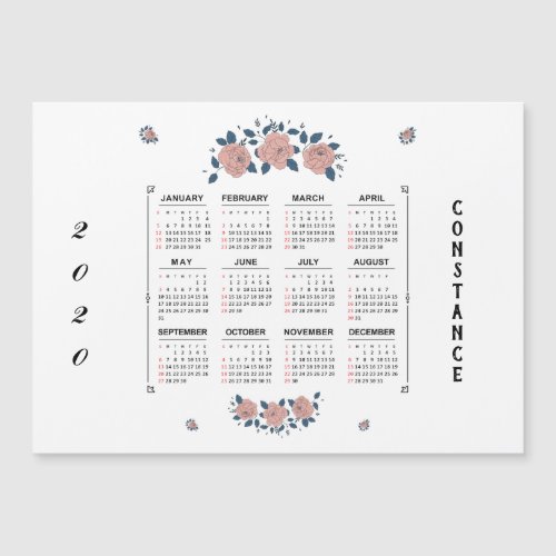 2020 Year Monthly Calendar Personalize