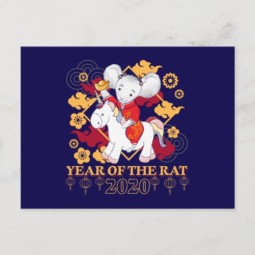 2020 Year of the Rat Unicorn Postcard