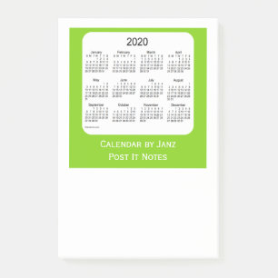 2020 Yellow Green Post It Note Calendars by Janz